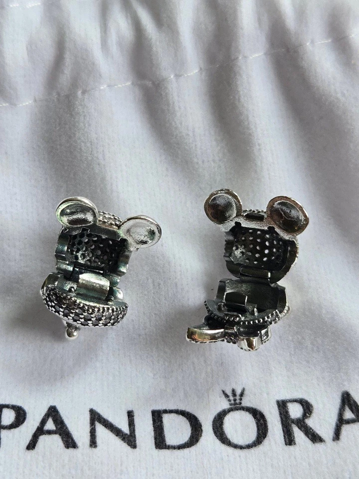 Clipes de berloques de prata Pandora Disney Minnie e Mickey Mouse - Imagem 4 de 4
