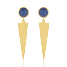 Womens Fashion Blue Chalcedony Dangle Earring 925 Silver Gemstone Jewelry