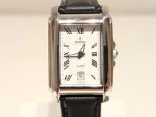 RETRO BEAUTIFUL STAINLESS STEEL RECTANGLE TANK LADIES QUARTZ WATCH "FESTINA"