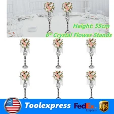 6x 21.7in Tall Crystal Flower Vases DIY Table Stands Wedding Centerpieces Decor
