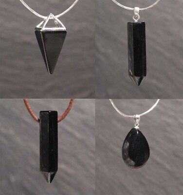 Unikat Edelstein Anhänger mit Obsidian schwarz für Kette und Band Steinschatz