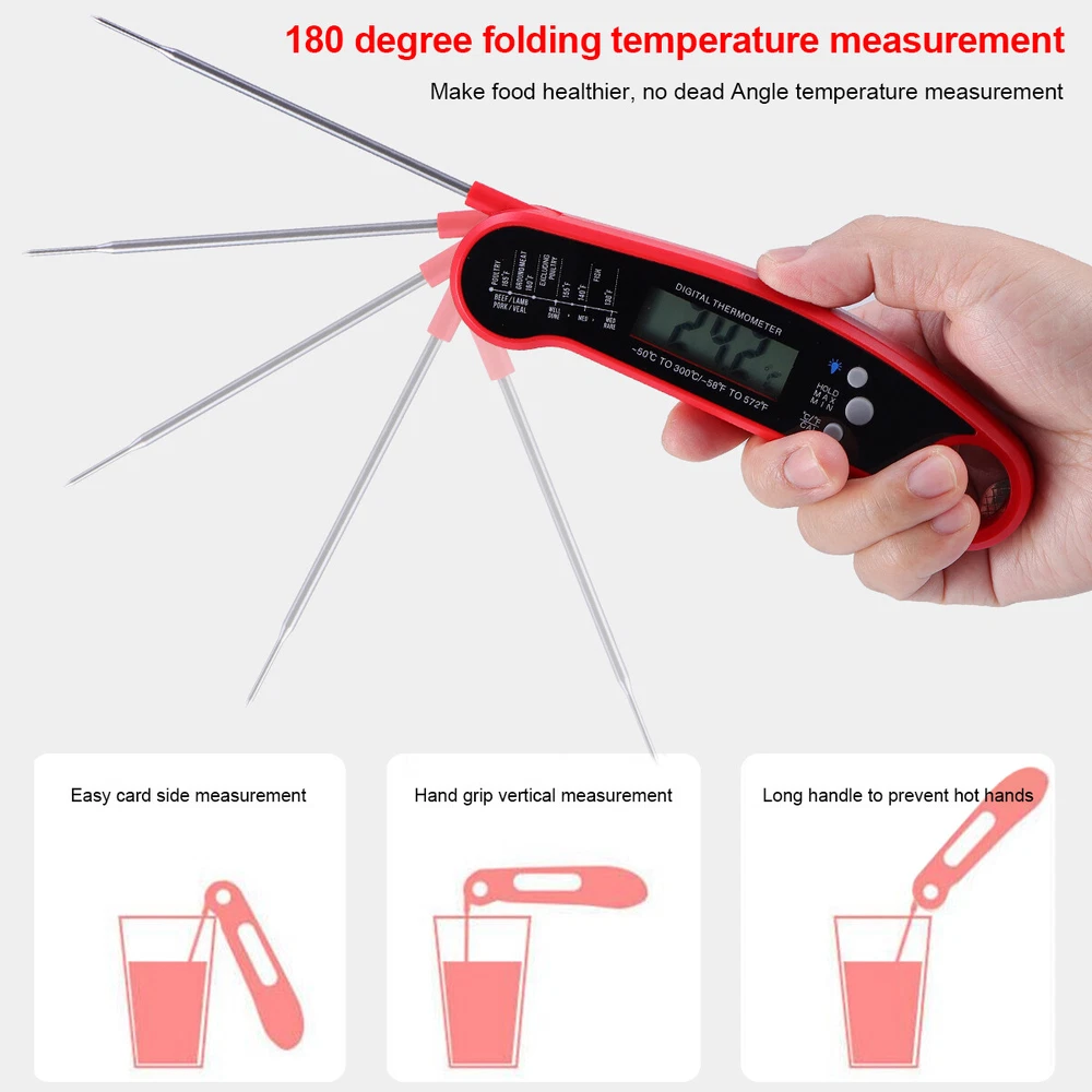 Meat Thermometer Instant Read Digital LCD Kitchen Grill Cooking BBQ Baking Food