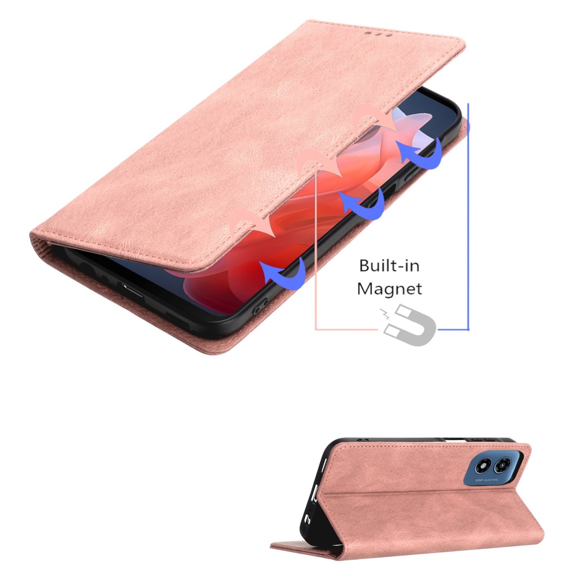 Flip Case Für T-Mobile REVVL 7 Pro – PU Leder, Mit Magnetverschluss, Kartenfächern & Ständerfunktion (schwarz)