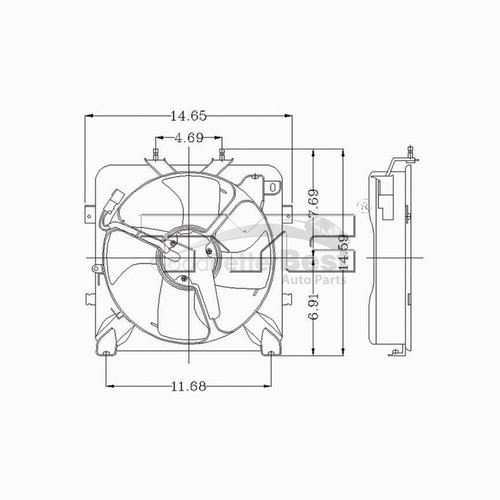 One New TYC A/C Condenser Fan Assembly 610070 80161SR3000 for Honda - Picture 3 of 4