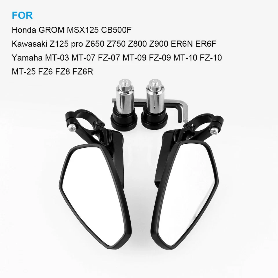 For Suzuki SV650 SV650S SV1000 SV1000S Motorcycle 7/8" Bar End Side Mirrors US - Image 3 of 4