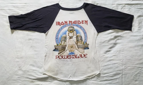 Iron Maiden Powerslave Concert 3/4 Jersey - Ori 1980s vintage concert t-shirt, vintage, single stitch, B+ condition