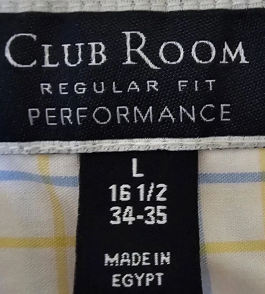 Camisa Club Room Hombre Talla L Grande 16.5 34/35 Azul Blanco Amarillo Rosa Rayas Foto 2 de 4