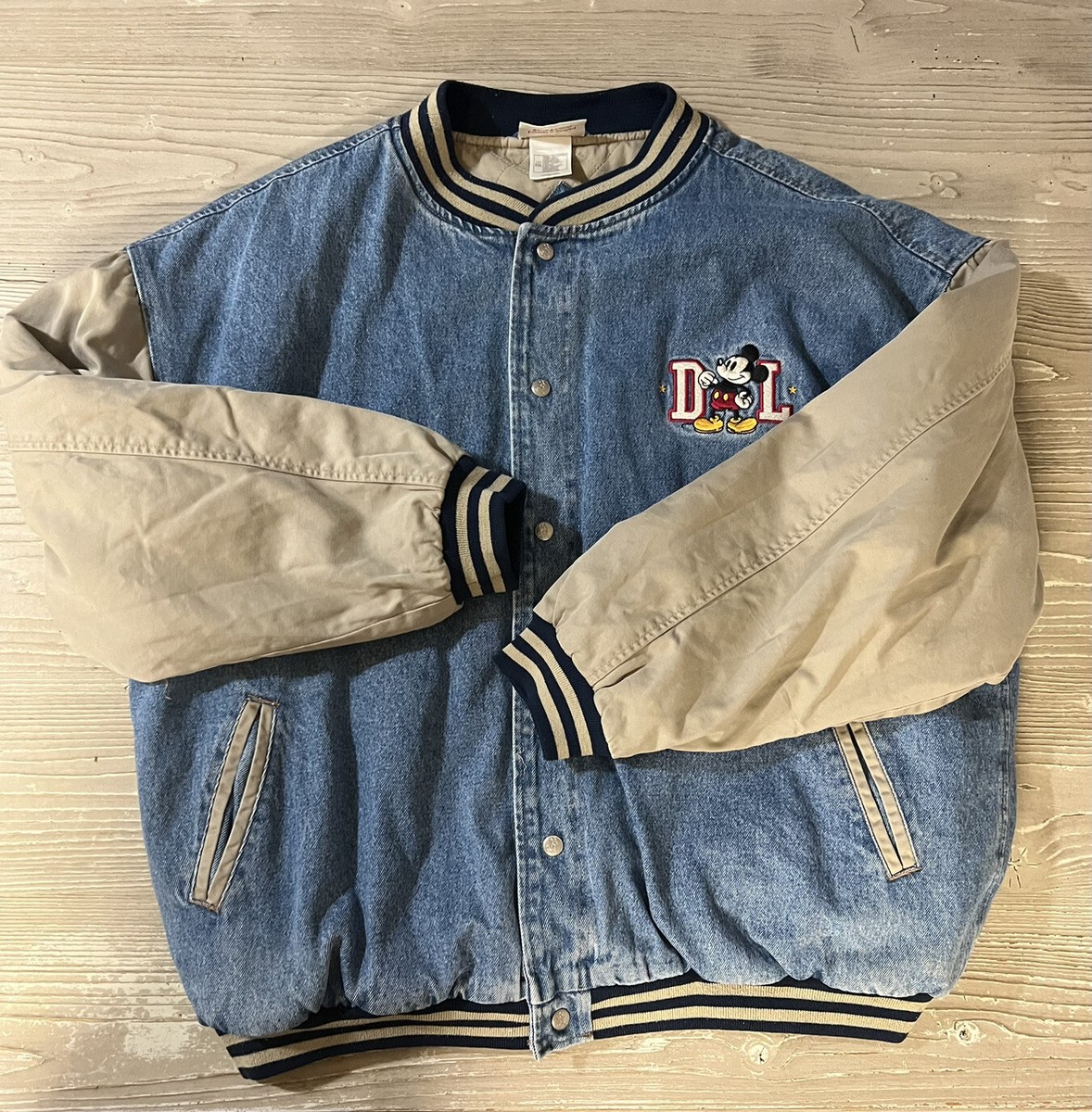 Vintage Disneyland Varsity Jacket XXL Blue Denim Mickey Vintage Disneyland Varsity Jacket XXL Blue Denim Mickey