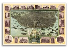1896 St. Louis Missouri Vintage Old Panoramic City Map - 16x24