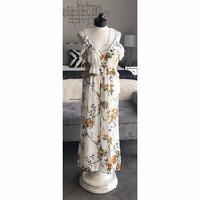 Raga Jumpsuit Medium Women  s Buttercup Fields White Floral Cold Shoulder Ruffle
