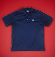 Nike Mens Polo Collared Mesh Shirt Navy Blue Gray Tag Golf Polo Sz L EUC
