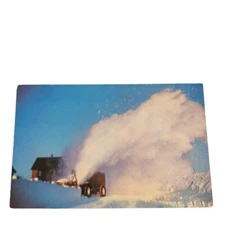 Postcard Snow-Go Heavy Snow Removal Machine Copper Country MI Chrome Unposted