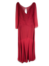 Jade by Jasmine Chiffon Gathered Ruby Maxi Wedding Prom Dress Size 12 J8861