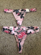  18 NWT WOMENS STANCE FELINE FLORAL THONG WIDE SIDE UNDERWEAR PINK PANTIES S M L