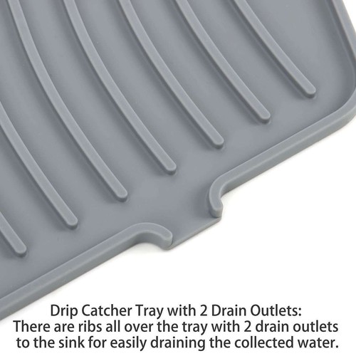 1-2PCS Silicone Faucet Drain Pad Drip Catcher Tray Kitchen Sink Guard Slip Mat - Picture 10 of 16