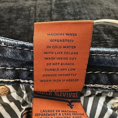 Pantalones de mezclilla Rock Revival talla 28 azul Fenna tiro bajo bota adornada vaquera occidental - Imagen 21 de 23