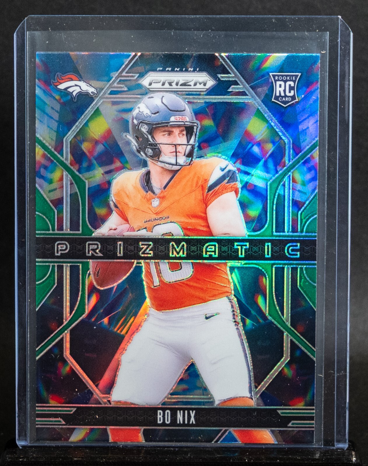 2024 Panini Prizm BO NIX #11 Prizmatic Green Prizm Rookie RC Broncos