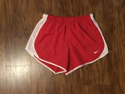 Nike Dri-Fit Kids Lined Red White Trim Running Shorts Size Large