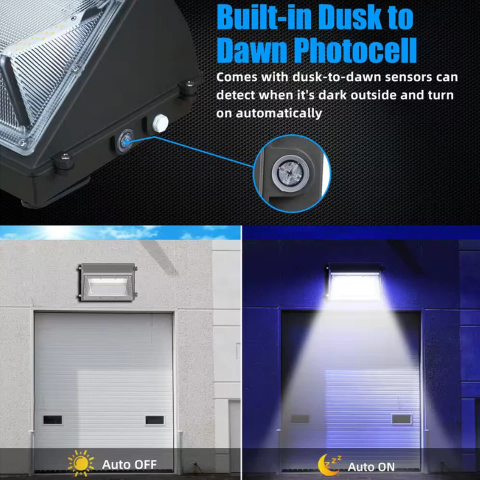 125W 150 Watt LED Wall Pack Lights Outdoor for Workshop Yard Shop Warehouse Barn - Image 2 of 4