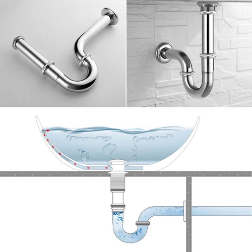 Siphon Pop Up Ablaufventil Sifon Ablaufgarnitur mit Überlauf Waschbecken Abfluss - Bild 11 von 12