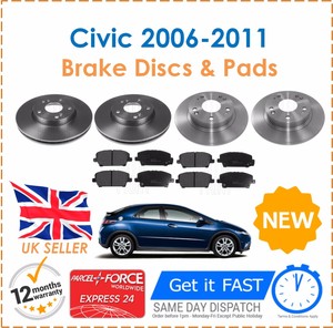 Brake Discs And Pads Front & Rear For Honda Civic 1.8 2.2 CDTi 2006