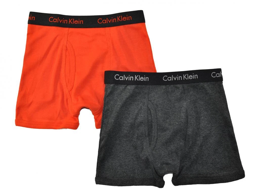 Calvin Klein Boys Charcoal Orange 2 Pack Boxer Briefs Size 4 5 6