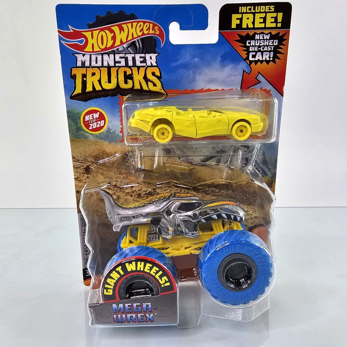 Hot Wheels Monster Trucks Duos MEGA WREX Yellow Silver 2 pack Die