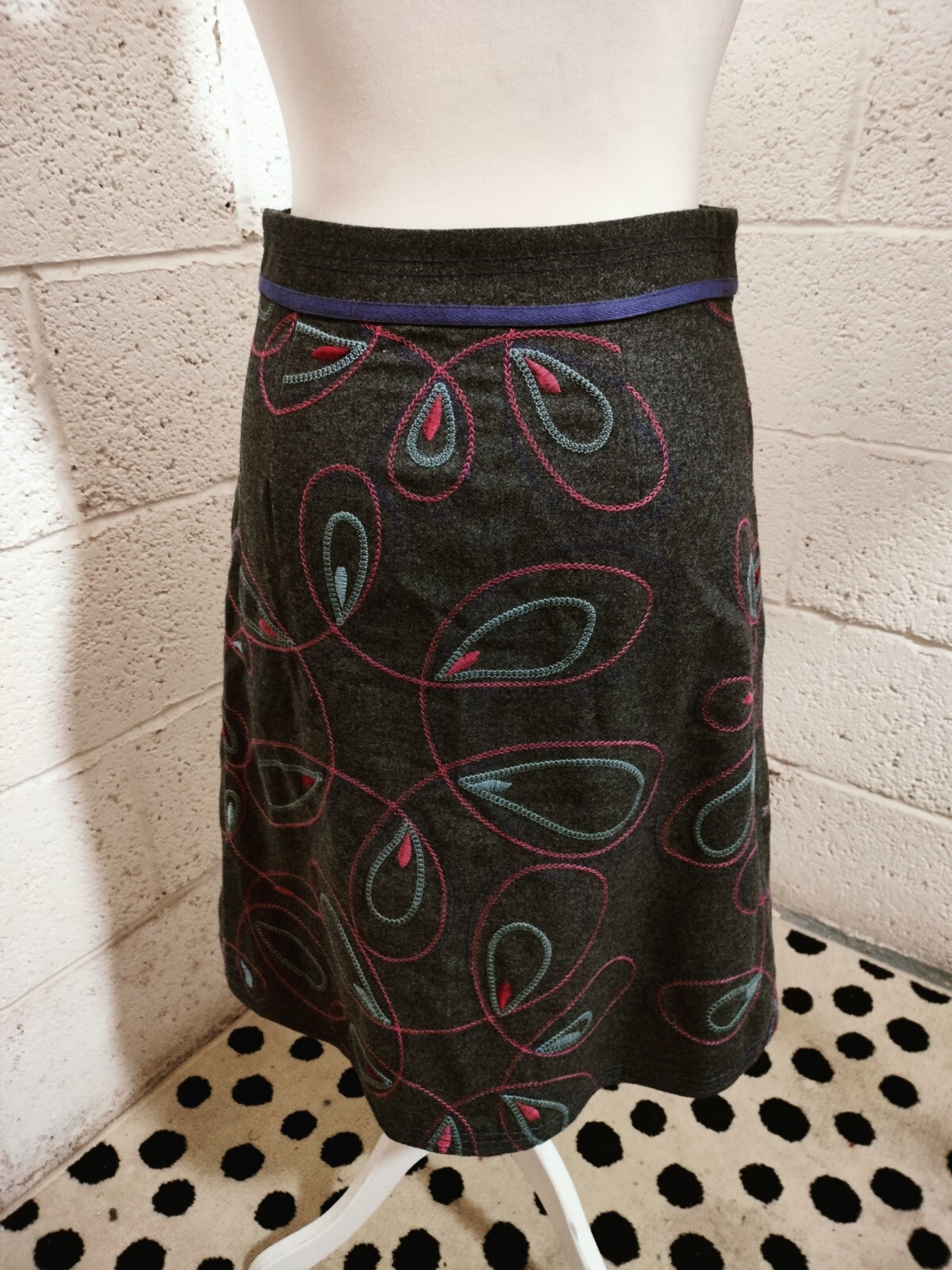 White Stuff Grey Wool Mix Patterned Winter A Line… - image 6