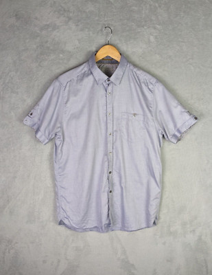 Ted Baker hellblaues kurzärmliges Baumwollhemd: Größe 5 Large