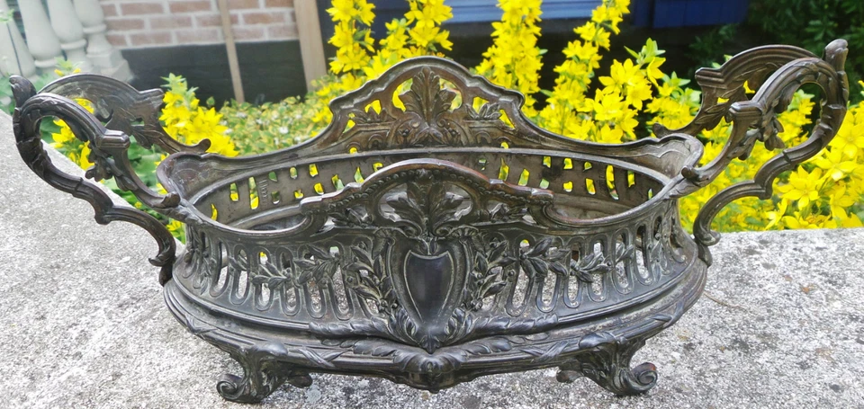 ANCIENNE GRANDE JARDINIÈRE METAL ET VERRE XIXème NAPOLÉON III DILECTA N3088 - Photo 2/4