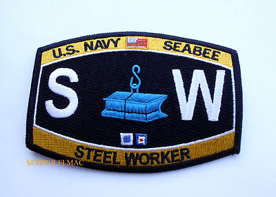 STEEL WORKER SW SEABEE RATING HAT PATCH US NAVY USS PIN UP USN ENLISTED GIFT WOW