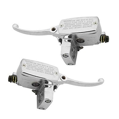 Feiteplus 1'' 25mm Chrome Motorcycle ATV Handlebar Brake Left+Right, 