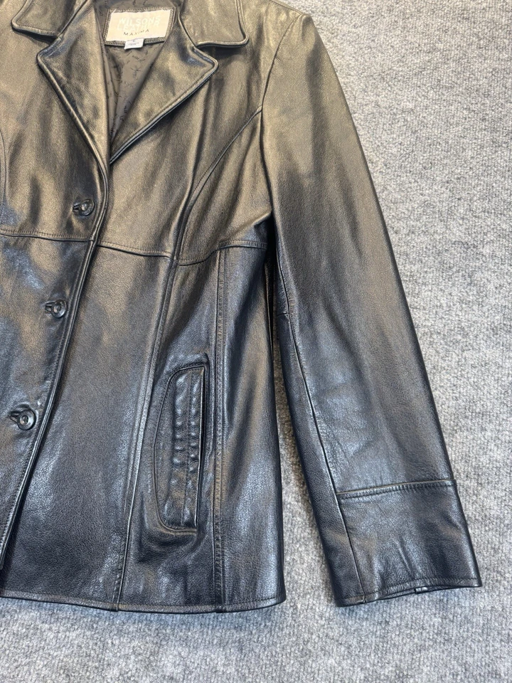 Wilsons Leather Maxima Women’s Large Black Genuine Leather Jacket Blazer - Image 2 of 4