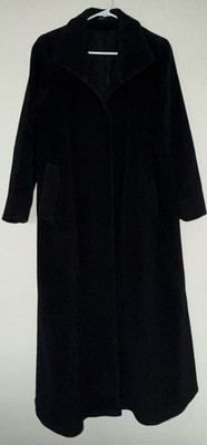 CINZIA ROCCA Womens Coat BLACK Long Wool Cashmere Made In Italy Size 2
