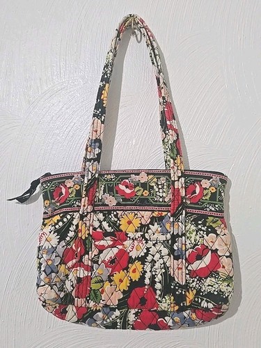 Vera Bradley Retired Poppy Fields Wildflower Purse Handbag Bible Bag Quilted