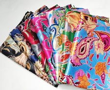 Paisley Satin Fabric 58'' Wide Sold By Yard Silky Scarves Shawls Material Satin
