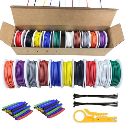 10 Farben Silikon Litze verzinnt Kupferdraht Kit 16 18 20 22 24 26 28 30 AWG