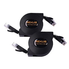 2pack Retractable Cat 6 Flat Ethernet Network Cable 6.6 Ft 10 Gigabit High Speed