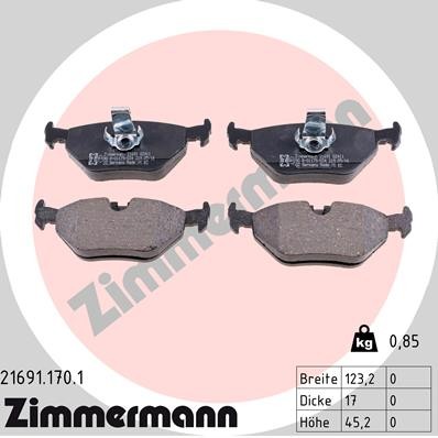Zimmermann brake pad set, disc brake 21691.170.1