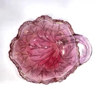 Vtg Indiana Glass Cranberry Flash Pebbled Cabbage Leaf Glass Candy Dish Nut Bowl