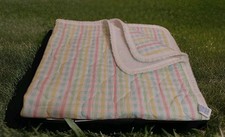 Vintage Curity Pastel Stripe 42 x 34 Crib Blanket Comforter