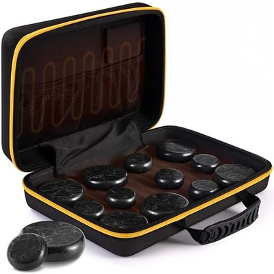 SereneLife Massage Stone Heating Bag Set - Electric Spa Portable, Black