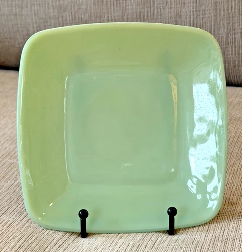 1 Fire King Charm 6 5/8" Square MCM Salad Plate Jadite Jadeite Green Glass