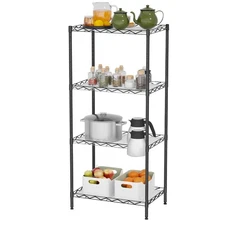 4-Tier Wire Shelving Unit 600 lbs Weight Capacity Storage Shelves Metal Frame...
