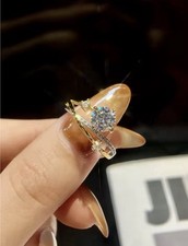 1ct Moissanite Diamond Princess Star Trail Ring 925 Sterling Silver Engagement