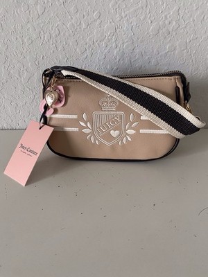 Juicy Couture Juicy Prep School Convertible Wristlet In Buff Beige Crown Logo