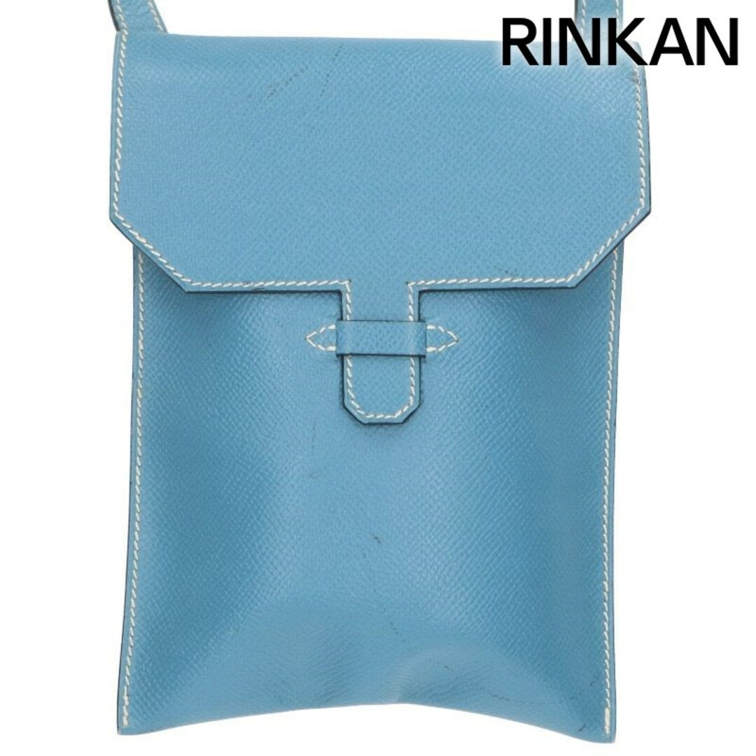 Hermes Amelie D Blue Jean Shoulder Bag with Silver Hardware for Women