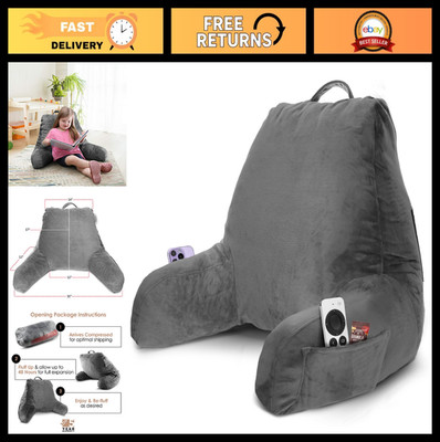 Shredded Memory Foam Reading Pillow - Adjustable Back & Arm Support for Bed & Co