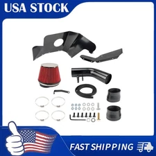 3.5in Cold Air Intake Kit w/ Heat Shield Red Filter For 15-17 Ford Mustang 3.7L