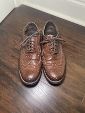 Steve Madden Daxx Mens 7.5 Cognac Wingtip Leather Dress Shoe Oxford Tan Brown
